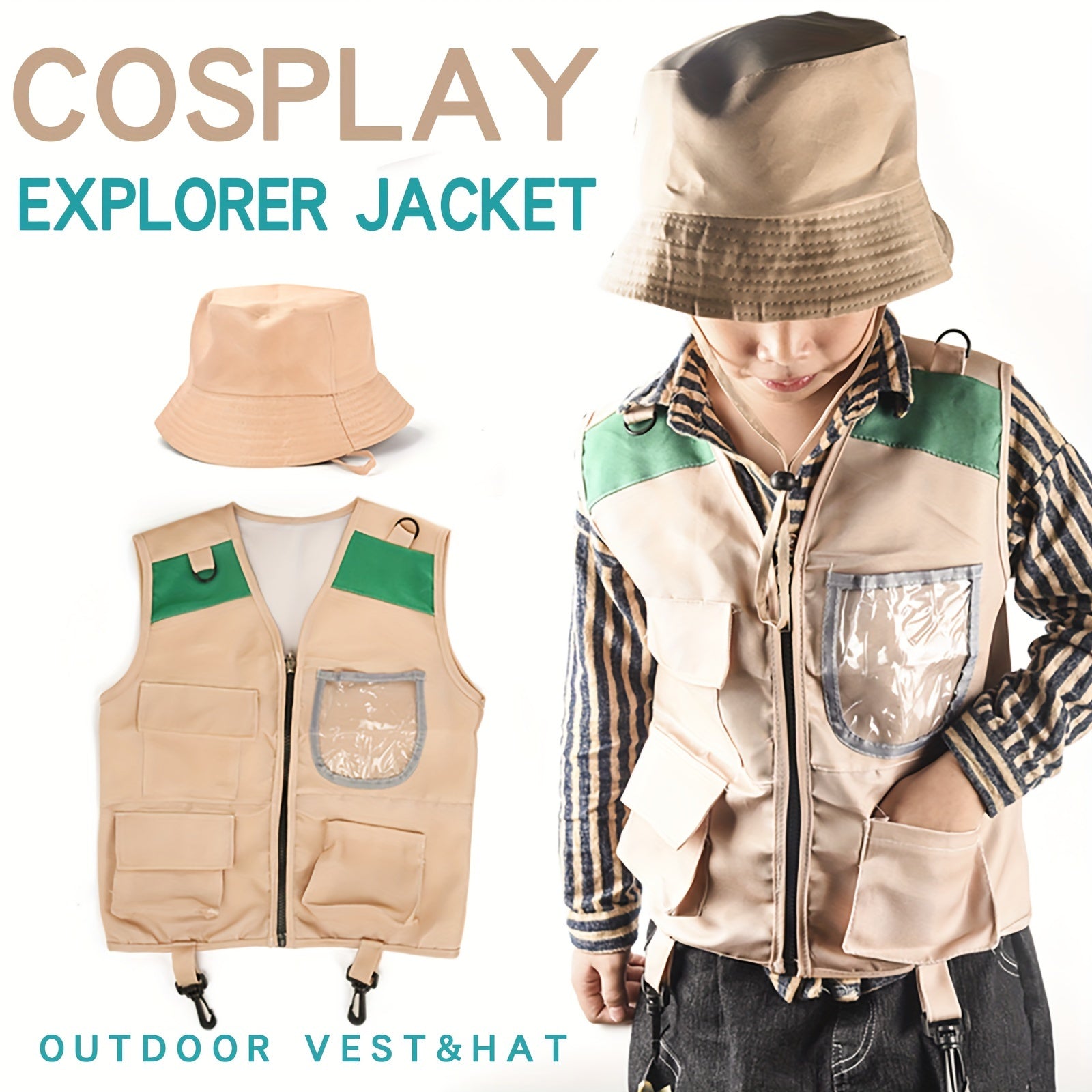 Kids Outdoor Adventure Vest Cosplay Set