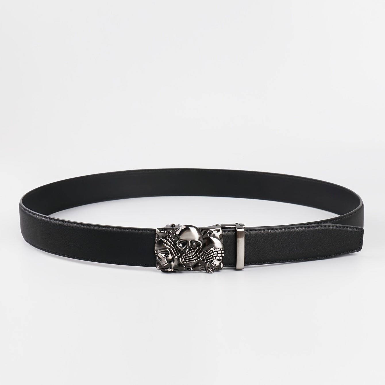 Men's Skull Alloy Automatic Buckle PU Belt