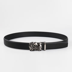 Men's Skull Alloy Automatic Buckle PU Belt