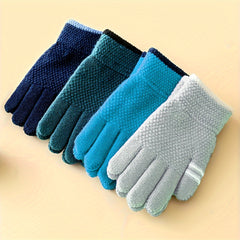 Kids Winter Gloves Thickened Knitted Coldproof Full Finger