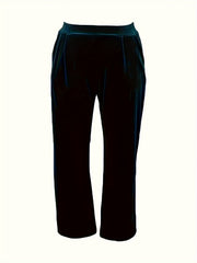 Velvet High Rise Straight Leg Pants With Pockets