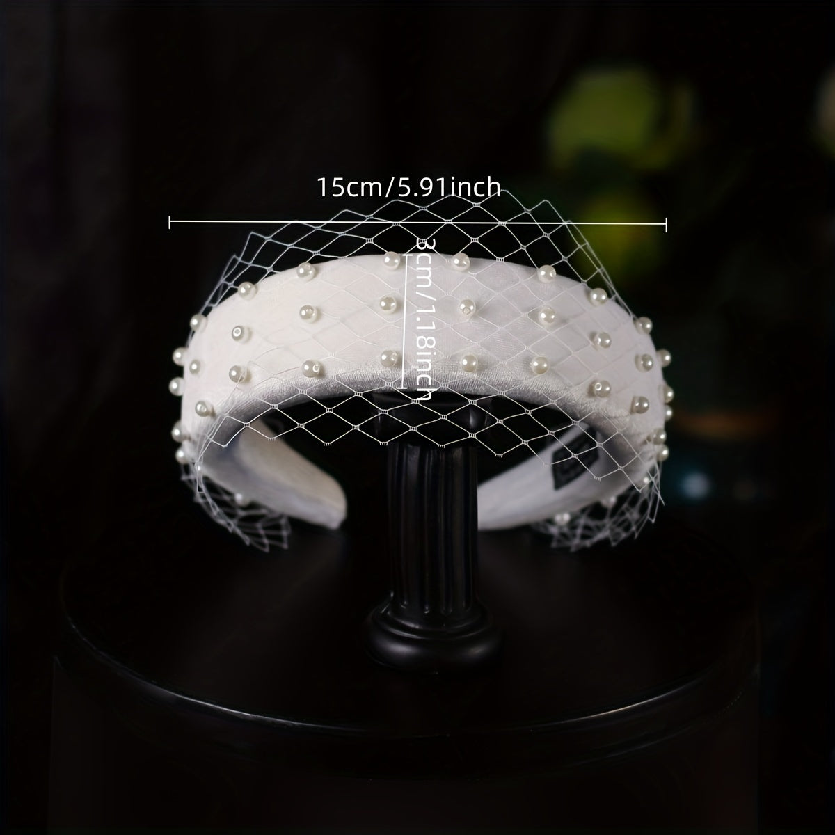 Wide Headband Mesh Inlaid Pearl Hair Accessory