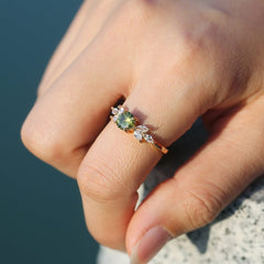 18K Green CZ Stacking Ring for Women