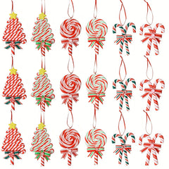 Christmas Lollipop Ornaments Set, Polymer Clay Candy Cane Hanging Decor
