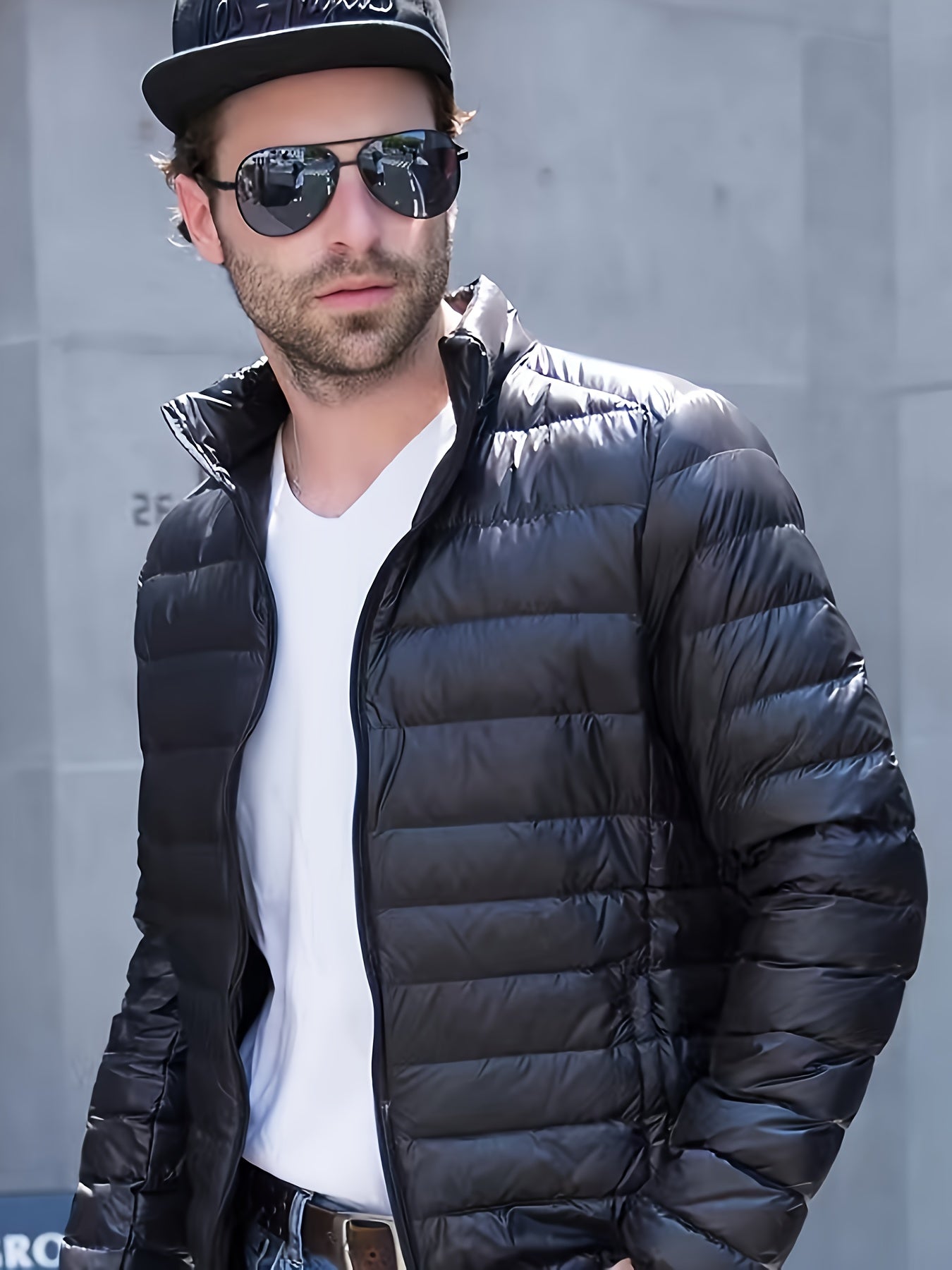 Men's Lightweight Down Jacket with Stand Collar for Winter