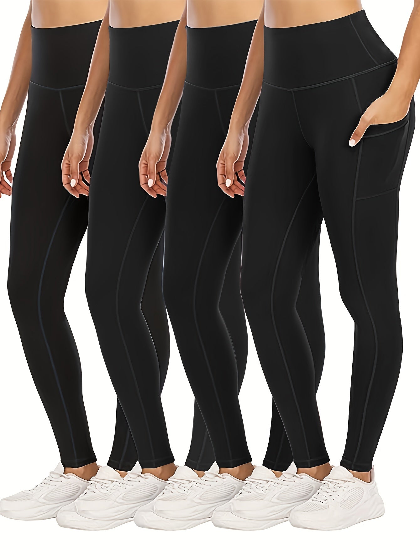 4Pcs High Waist Yoga Pants Tummy Control Slimming Leggings Women's Activewear