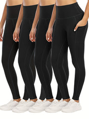 4Pcs High Waist Yoga Pants Tummy Control Slimming Leggings Women's Activewear