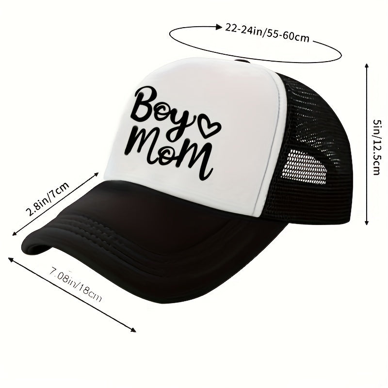 Boy Mom Printed Trucker Hat Baseball Cap Adjustable Mesh Sunshade Dad Hat
