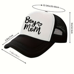 Boy Mom Printed Trucker Hat Baseball Cap Adjustable Mesh Sunshade Dad Hat