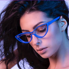 Y2K Jelly Cat Eye Glasses TR90 Clear Lens with PU Leather Case