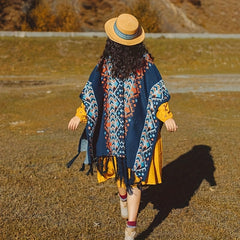 Bohemian Tassel Shawl Vintage Jacquard Warm Wrap Classic Cashmere