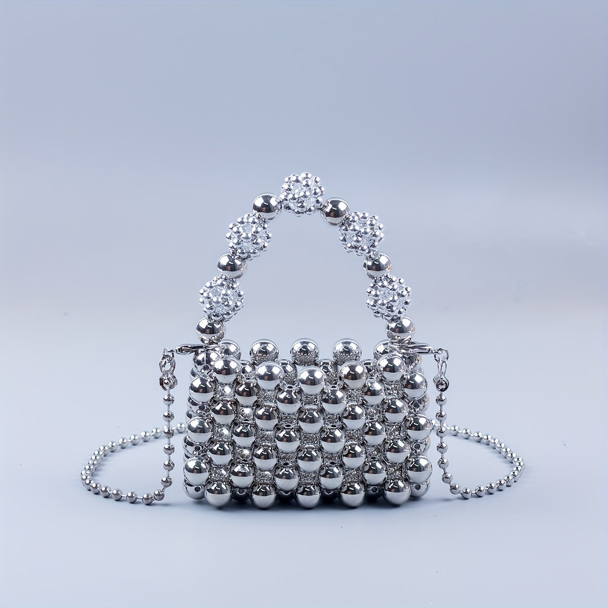 Stylish Beaded Crossbody Bag Acrylic Solid Shoulder Handbag & Purse
