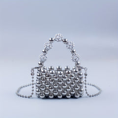 Stylish Beaded Crossbody Bag Acrylic Solid Shoulder Handbag & Purse