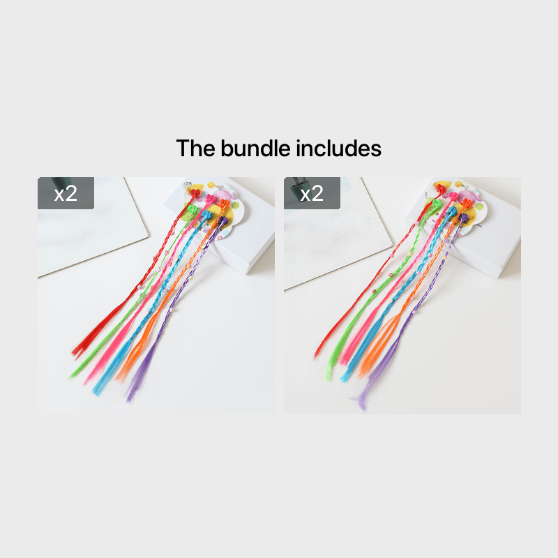 Girls Colorful Braided Wig Hair Extensions Hair Clips Hair Accessories