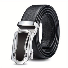 Men's Automatic Buckle Belt PU Leather Business Suit Waist Strap
