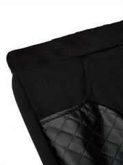  Solid Stitching PU Leather Trousers