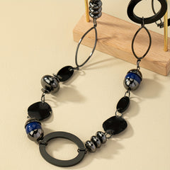 Vintage Long Necklace Resin Stone Jewelry