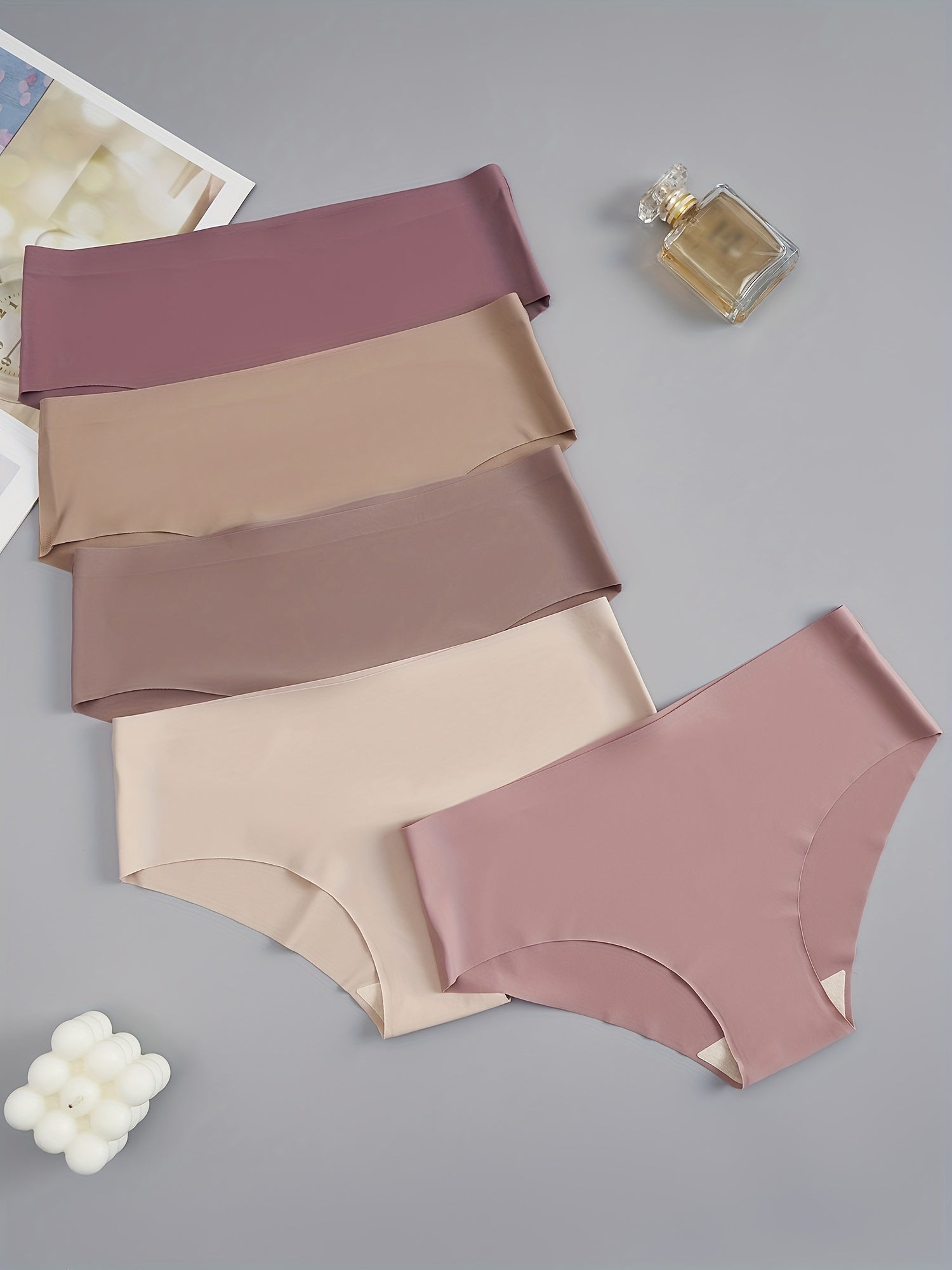 5pcs Seamless Solid Briefs Comfy & Stretchy Intimates Panties