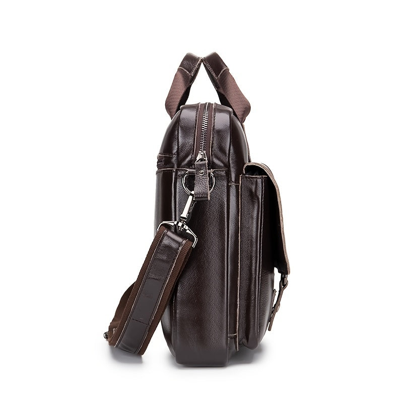Cowhide Men's Computer Bag Business Casual Large Capacity Handbag