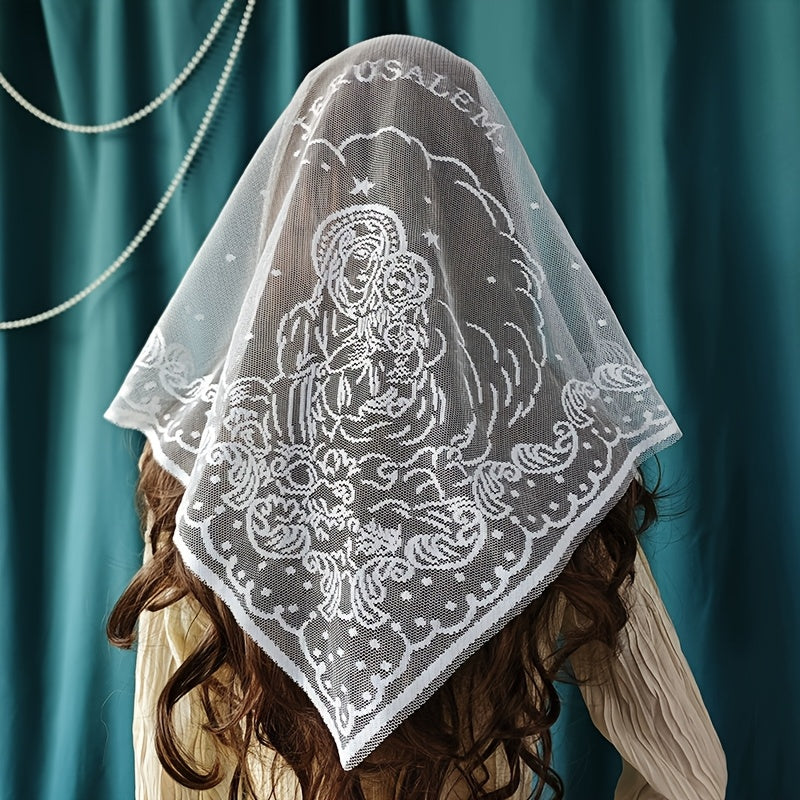 Women's Lace Virgin Mary Veil Polyester Intricate Floral Patterns