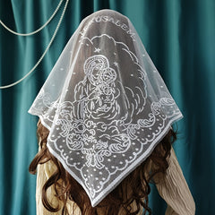 Women's Lace Virgin Mary Veil Polyester Intricate Floral Patterns