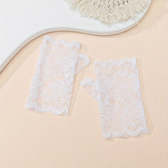 Women's Rose Lace Short Fingerless Gloves