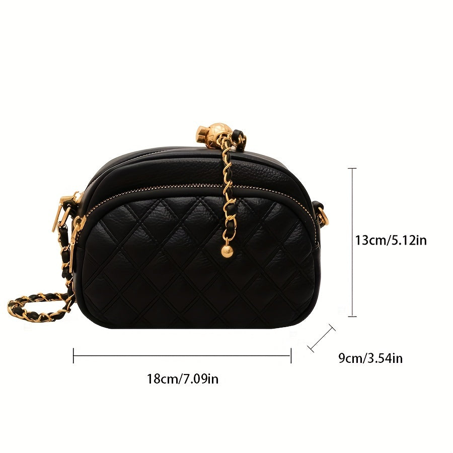 Argyle Quilted Zipper Crossbody Purse 7x5x3 Inch