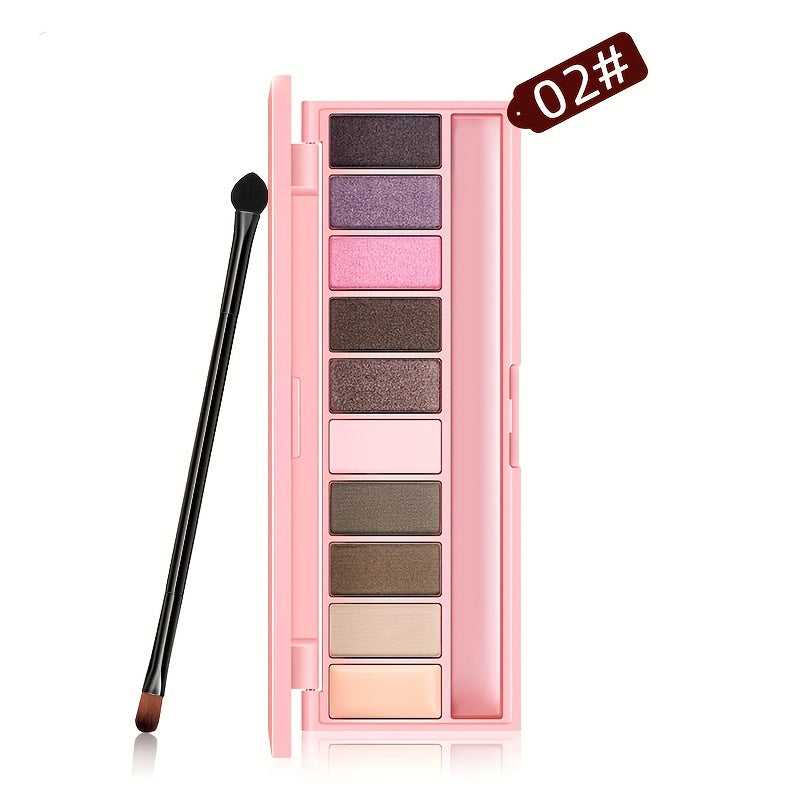 10-Piece Eyeshadow Palette with Eyeliner and Brush