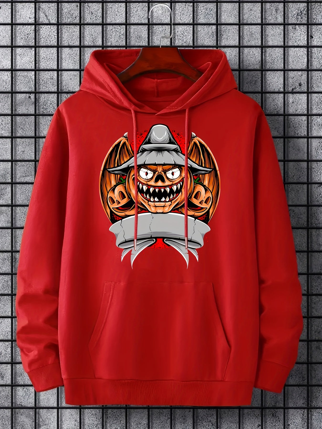 Men's Pumpkin Devil Graphic Hoodie for Halloween