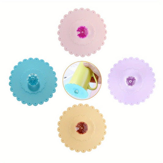 4pcs Acrylic Silicone Cup Lid for Coffee Mugs Water Bottles Glass Tumblers
