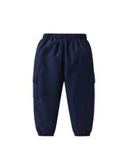 Boys Casual Elastic Waist Cargo Pants with Letter Patched Detail