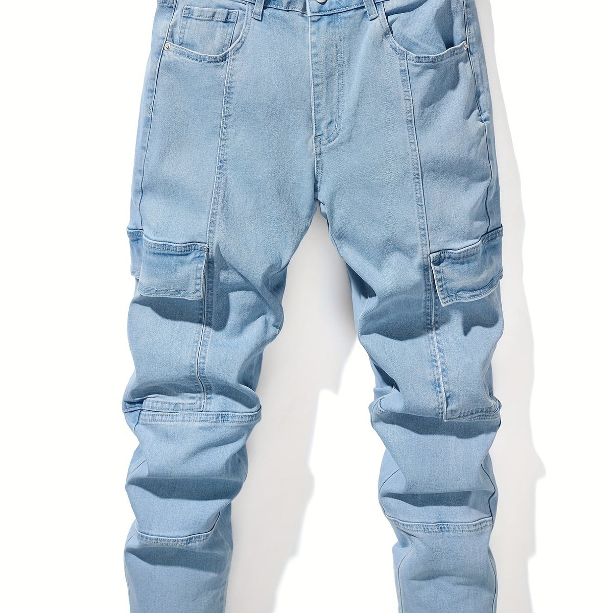 Baggy Pocket Cotton Jeans Men s Casual Loose Fit Stretch Denim Pants