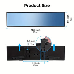 Universal 30cm Panoramic Convex Rearview Mirror Interior Clip-on