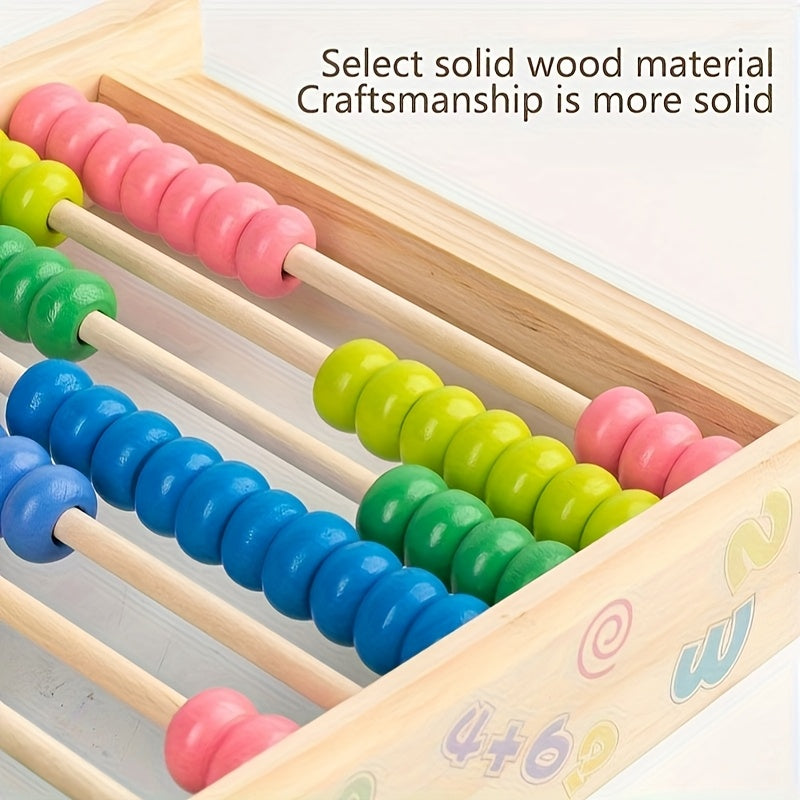Solid Wood Abacus Frame with Colorful Beads Educational Toy