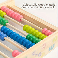 Solid Wood Abacus Frame with Colorful Beads Educational Toy