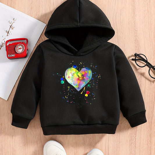 Baby Boys LOVE Heart Graphic Hoodie Spring Autumn Pullover