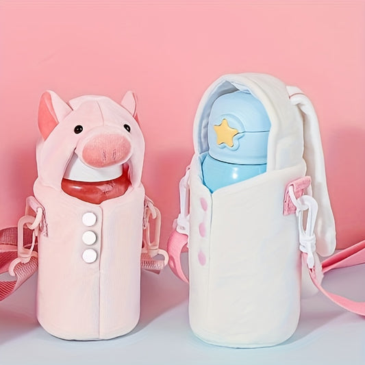 Plush Rabbit Bear Cup Sleeve Pouch with Strap Insulation Sleeve