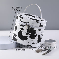 Cow Print Makeup Bag with Zipper Closure