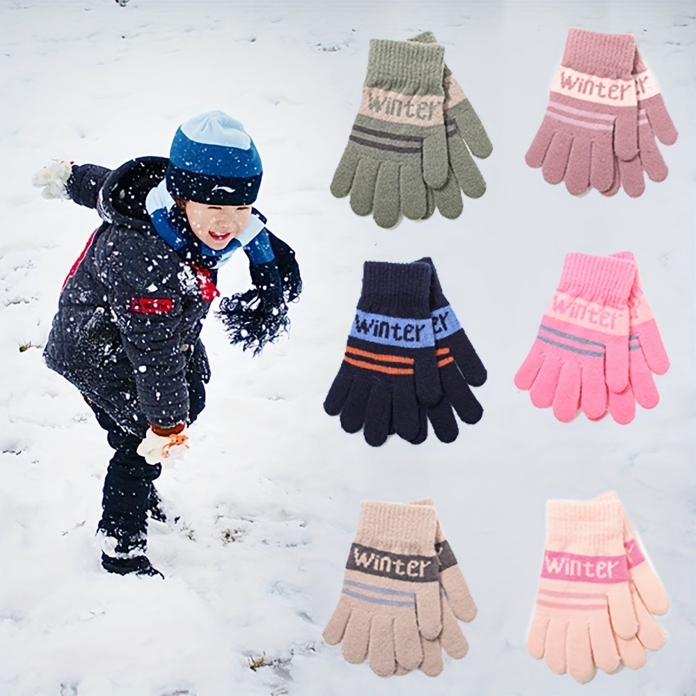 Winter Letter Style Cold-proof Girl's Finger Gloves