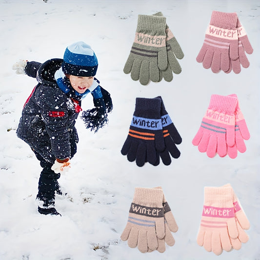 Winter Letter Style Cold-proof Girl's Finger Gloves