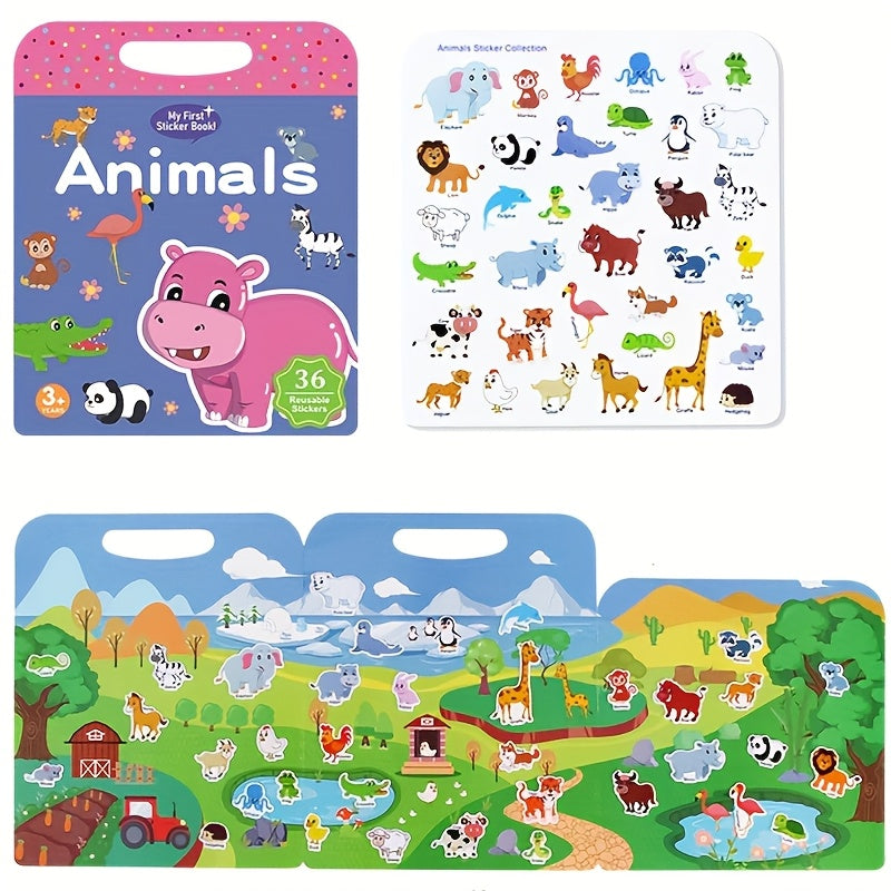 Kids' Reusable Sticker Book, Washable - Fun Learning Activity