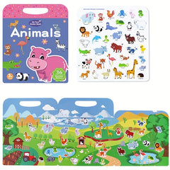 Kids' Reusable Sticker Book, Washable - Fun Learning Activity