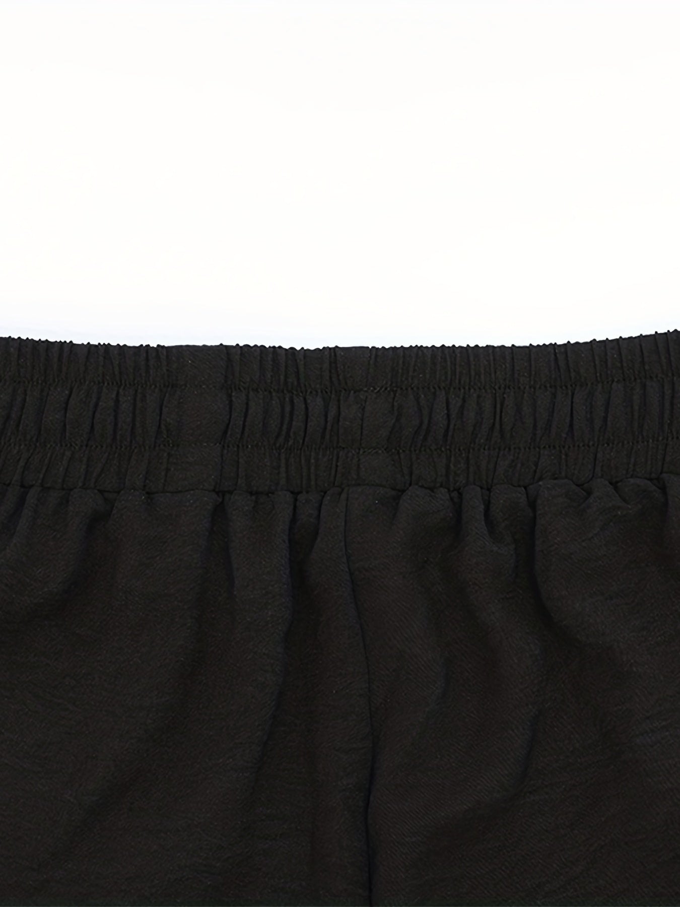Drawstring Patched Pocket Casual Shorts High Waist Loose Summer Wide Leg Shorts