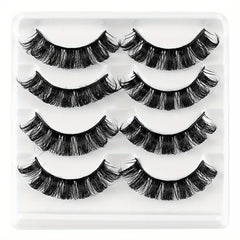 4 Pairs False Eyelashes Dramatic Curling Volume Lashes Natural Look Thick Lashes