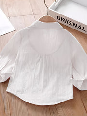 Girls Bunny & Carrot Pattern Shirt Long Sleeve Tops