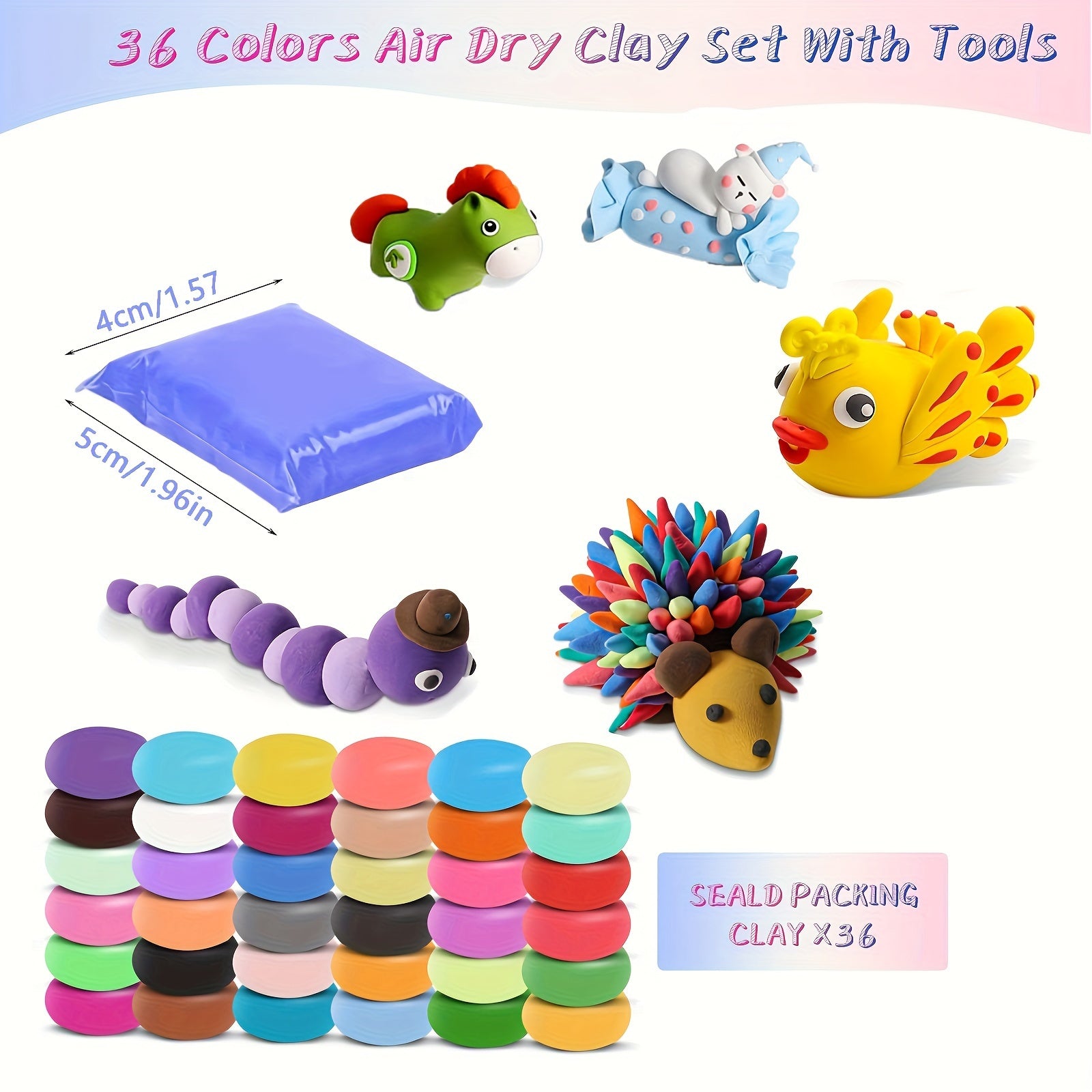 36 Colors Air Dry Clay Set with Sculpting Tools for Halloween Crafts