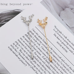 Vintage Elk Head Long Alloy Brooch Men's Suit Collar Pin