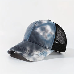 Tie Dye Print Trucker Hat Gradient Baseball Cap Mesh Sun Shade Dad Hats
