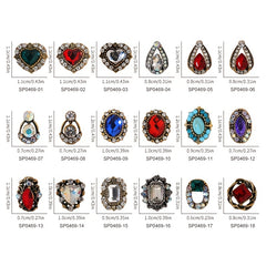 5 pcs 3D Crystal Nail Charms Large Rhinestones and Diamonds Silver Metal Charms