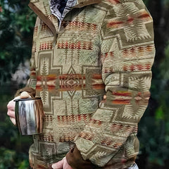 Men's Ethnic Style Fleece Sweatshirt Coat